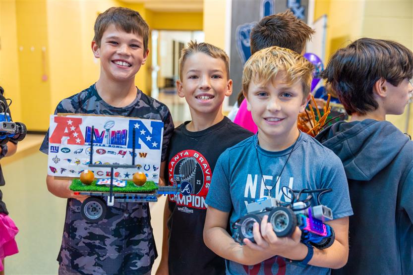 Robot parade at Thompson's Station Middle